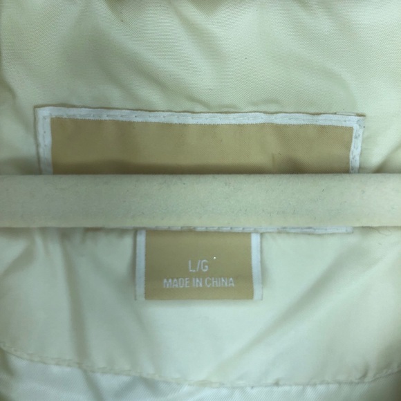 MICHAEL Michael Kors Jacket Cream Down Hooded Jacket Sz L EUC Fur Trim Hood - Picture 10 of 14